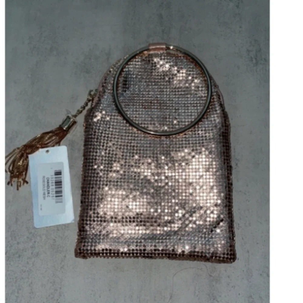 NWT Nina Chandler Rose Gold Mesh Metallic Clutch - Picture 6 of 8